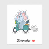 Sticker Elephant comme vélo avec scooter (Feuille)
