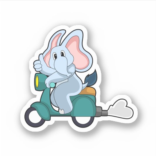 Sticker Elephant comme vélo avec scooter (Devant)