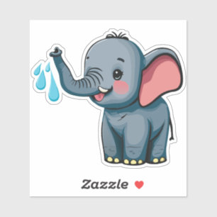 Sticker Éléphant de bébé mignon pulvérisant de l'eau de so