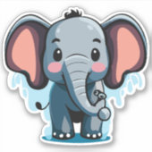 Sticker Éléphant de bébé mignon qui pulvérise de l'eau de (Devant)