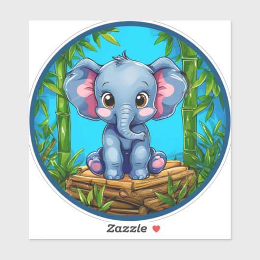 Sticker Éléphant de dessin animé (Feuille)