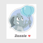 Sticker Éléphant de dessin animé avec ballons bleus (Feuille)