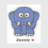 Sticker Eléphant de dessin animé bleu (Feuille)