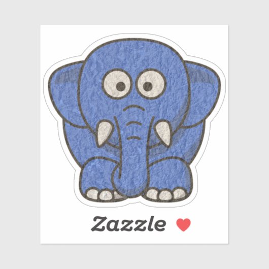 Sticker Eléphant de dessin animé bleu (Feuille)