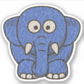 Sticker Eléphant de dessin animé bleu (Devant)