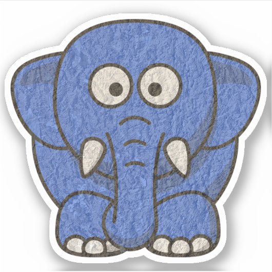 Sticker Eléphant de dessin animé bleu (Devant)