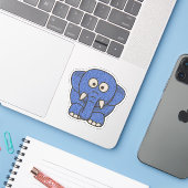 Sticker Eléphant de dessin animé bleu (Ordinateur portable avec iPhone)