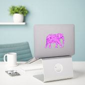 Sticker Eléphant de fleur, Améthyste pourpre et orchidée (Ordinateur portable sur le bureau)