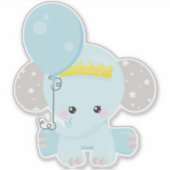 Sticker Eléphant, Eléphant Avec Ballons, Couronne, Étoiles (Devant)