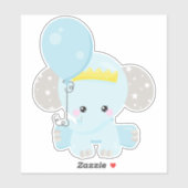 Sticker Eléphant, Eléphant Avec Ballons, Couronne, Étoiles (Feuille)