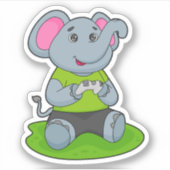 Sticker Eléphant en Gamer (Devant)