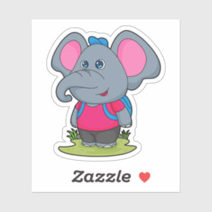 Sticker Éléphant en randonneur avec sac à dos