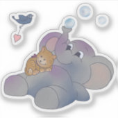 Sticker Éléphant et chaton (Devant)