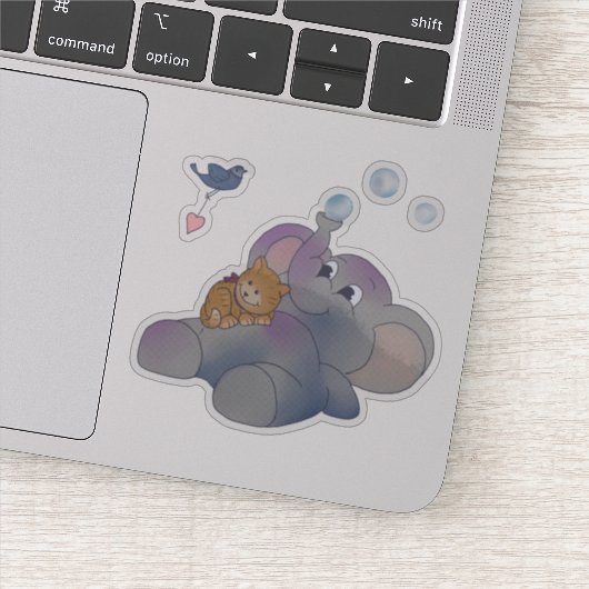 Sticker Éléphant et chaton (Détail)