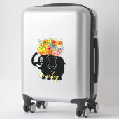 Sticker Éléphant et fleurs personnalisés (Sur valise)