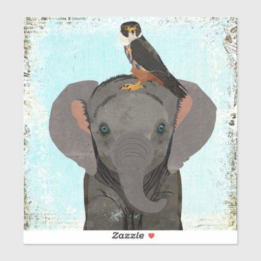 STICKER ÉLÉPHANT & FAUCON (Feuille)