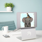 STICKER ÉLÉPHANT & FAUCON (Ordinateur portable sur le bureau)