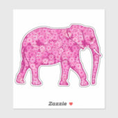 Sticker Eléphant Fleur, Fuchsia et Pastel Pink (Feuille)