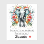 Sticker Eléphant floral coloré (Feuille)