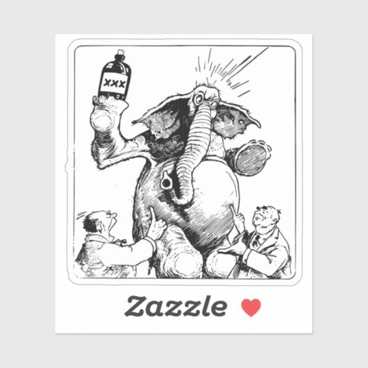 Sticker Éléphant intoxiqué (Feuille)