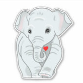 Sticker Eléphant jeune mignon avec coeur (Devant)