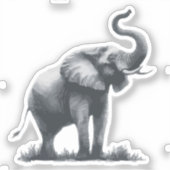 Sticker Eléphant majestueux avec tronc élevé (Recto)