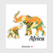 Sticker Eléphant mère et bébé | Motif africain (Feuille)