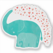 Sticker Eléphant Mère et Veau Baby shower des Coeurs (Devant)