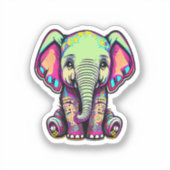 Sticker Eléphant mignon assis illustration numérique (Recto)