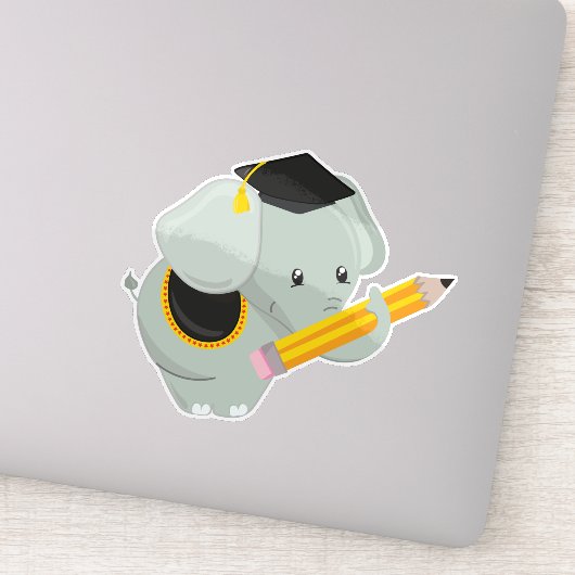 Sticker Eléphant mignon, Eléphant de diplôme, École, Crayo (Détail)