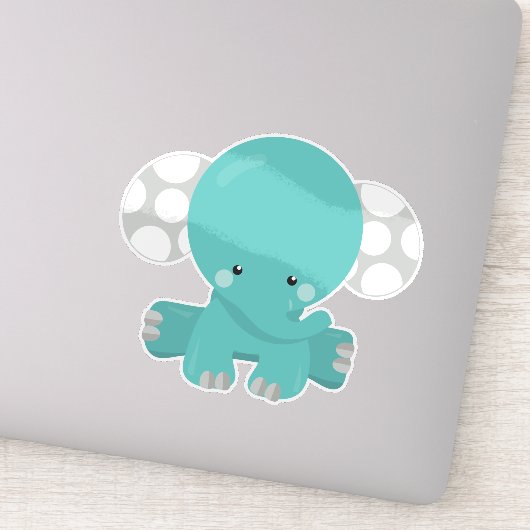 Sticker Eléphant mignon, Eléphant petit, Eléphant bleu (Détail)