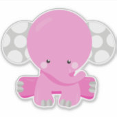Sticker Eléphant mignon, Eléphant petit, Eléphant rose (Devant)