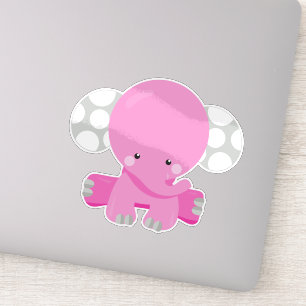 Sticker Eléphant mignon, Eléphant petit, Eléphant rose