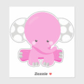 Sticker Eléphant mignon, Eléphant petit, Eléphant rose (Feuille)