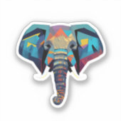 Sticker Eléphant mignon faible poly illustration (Recto)