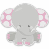 Sticker Eléphant mignon, petit éléphant - gris rose (Devant)