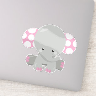 Sticker Eléphant mignon, petit éléphant - gris rose