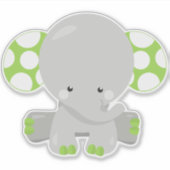 Sticker Eléphant mignon, petit éléphant - gris vert (Devant)