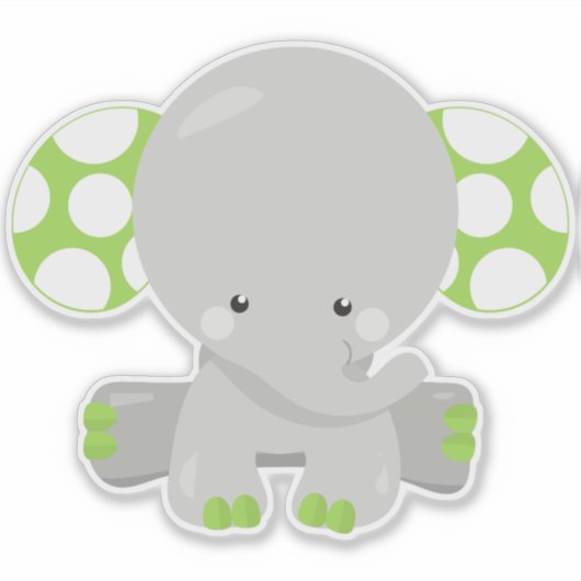 Sticker Eléphant mignon, petit éléphant - gris vert (Devant)