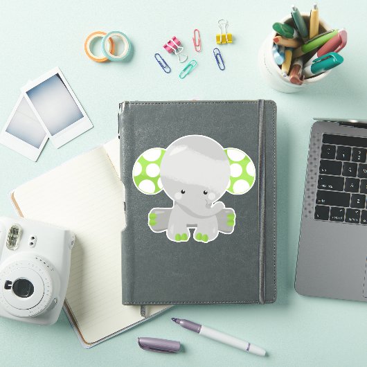 Sticker Eléphant mignon, petit éléphant - gris vert (Couverture iPad)