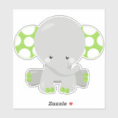 Sticker Eléphant mignon, petit éléphant - gris vert (Feuille)