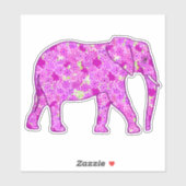 Sticker Eléphant, orchidée et magenta (Feuille)