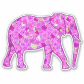 Sticker Eléphant, orchidée et magenta (Devant)