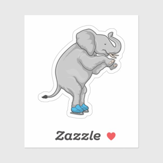 Sticker Elephant Patinage sur glace Patins sur glace (Feuille)