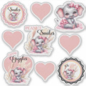 Sticker Eléphant rose doux - Arachide sourit crâne (Devant)