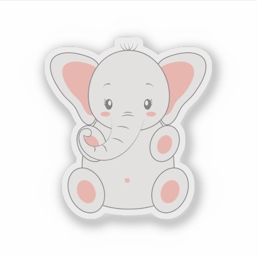 Sticker Eléphant rose super mignon (Devant)