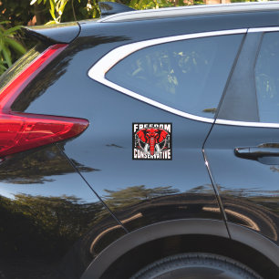 Sticker Eléphant rouge Faith Family Freedom Conservatric