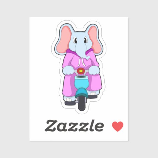 Sticker Elephant with Bicycle (Feuille)