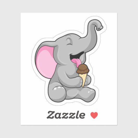 Sticker Elephant with chocolate gaufre ice cream (Feuille)
