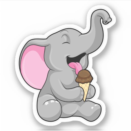 Sticker Elephant with chocolate gaufre ice cream (Devant)